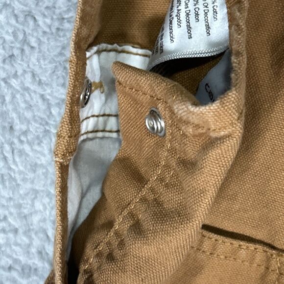 Carhartt Kids Canvas Bib Overalls Sz 3T Brown Double Knee Outdoor Farm **Stain** - Picture 8 of 10